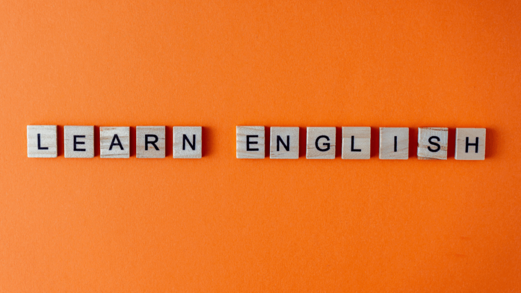 learn English words on orange background